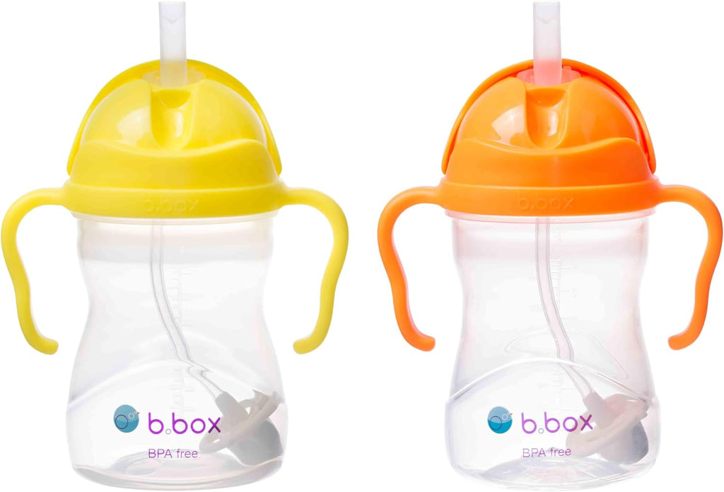 b.box Sippy Cup with Weighted Straw (2-Pack). Leak Proof, Easy Grip. BPA Free & Dishwasher Safe. Ideal for Babies 6m+ to