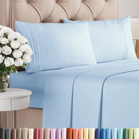 Cal King Size 4 Piece Sheet Set - Breathable & Cooling Sheets - Light Blue