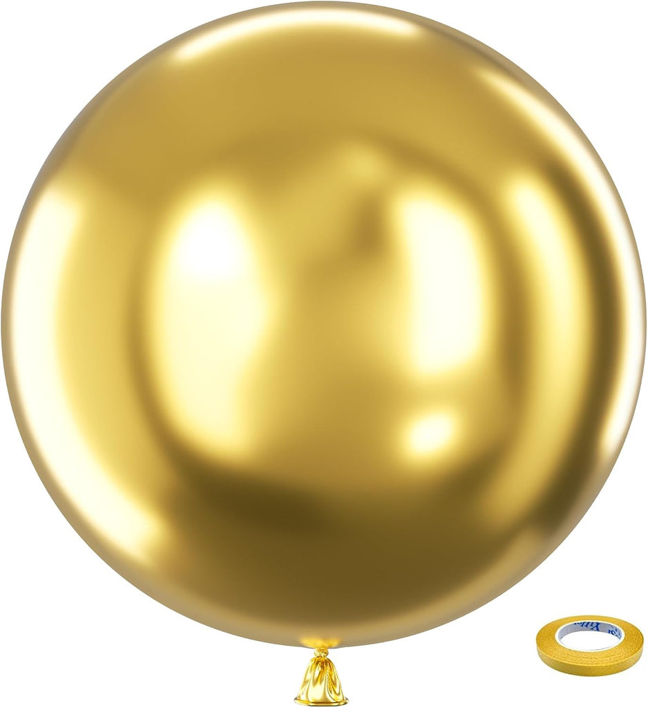 Bezente Metallic Gold Giant Latex Round Balloons 36 Inch 8 Pack