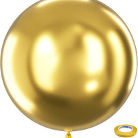 Bezente Metallic Gold Giant Latex Round Balloons 36 Inch 8 Pack
