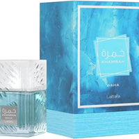 Lattafa Khamrah Waha EDP Unisex 100 ml ✅ Perfume unisex fresco y dulce. Combina cítricos (bergamota y yuzu), jengibre, notas marinas y pepino, con una base cálida de vainilla, haba tonka y almizcle.