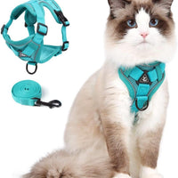 Cat Harness and Leash Set, Upgraded Escape Proof Adjustable Vest with Lead for Kitten Puppy Outdoor Walking, Soft Breath