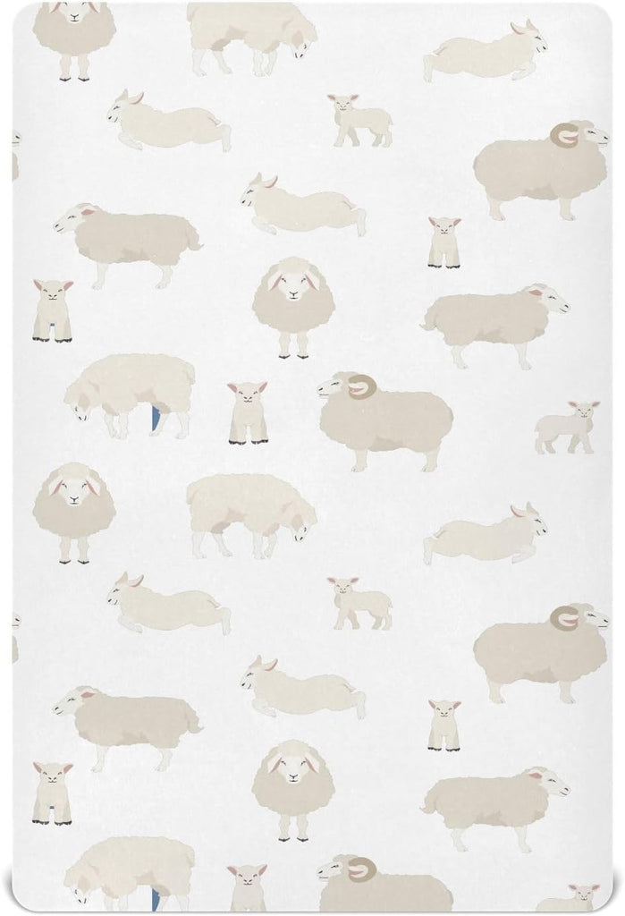 Crib Sheets for Boys Girl Farm Sheep Breathable Mini Crib Mattress Sheets Fitted,Toddler Baby Sheets for Crib Mattress 3