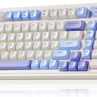 AULA 99 Key Purple Keyboard, Wireless Gaming Keyboard with Number Pad - Grey & Yellow