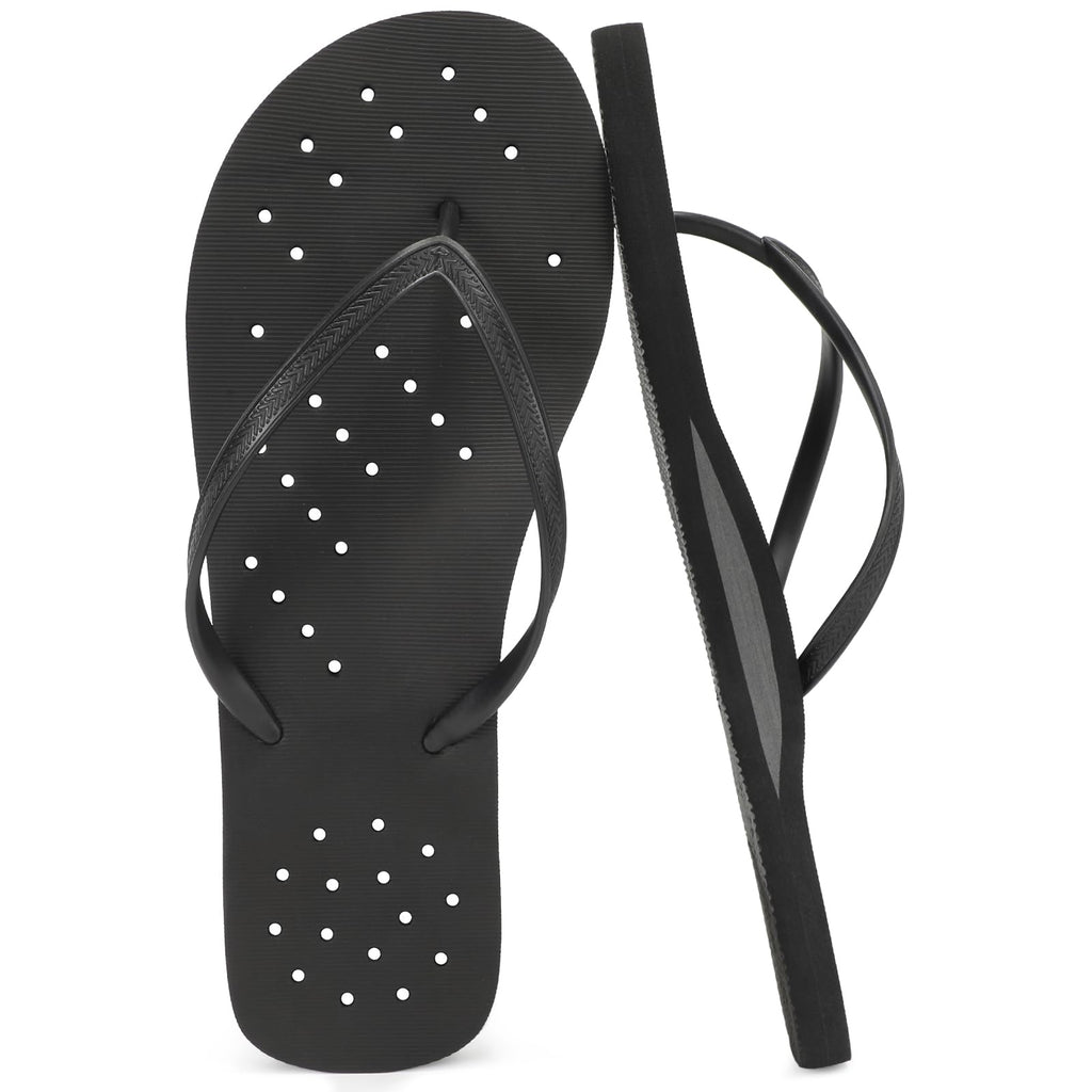 STQ Shower Shoes for Men, Shower Flip Flops with Arch Support Black Size 10
