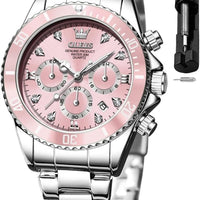 OLEVS Womens Watch Fashion Dress Diamond Female Watches for Ladies Analog Stainless Steel Waterproof Luminous Day Date Two Tone Wristwatch