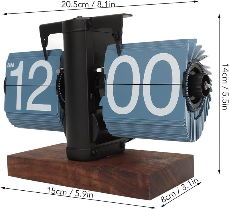 Retro Digital Flip Down Clock, Battery Powered Internal Gear Operated Clock, Classic Mechanical