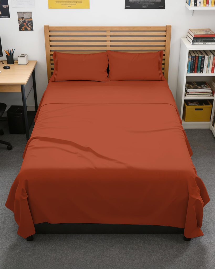Full XL Sheets - 4 Piece Full XL Sheet Set - Cool & Breathable - Terracotta