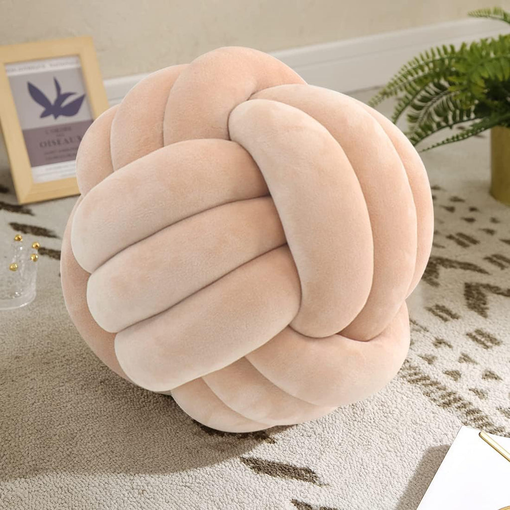 KUCCO Peach Knot Pillow Ball, Handmade Knotted Throw Pillow, 13.8 Inch