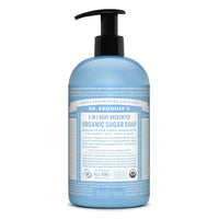 Dr. Bronner's Organic Sugar Soap (Baby Unscented, 24 Ounce) - Made with Regenerative Certified Organic Oils, Sugar & Shi