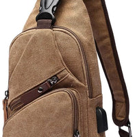 VanBasic Canvas Sling Bag Crossbody Backpack Shoulder Casual Rucksack for Men Women Outdoor Cycling Hiking Travel Fishin