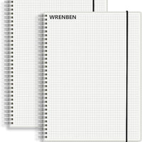 WRENBEN A5 Spiral Notebook 120gsm Graph Paper Notebook 160 Pages Per Hardcover Grid Notebooks 5.7 x 8.3 Inches (2 Pack)