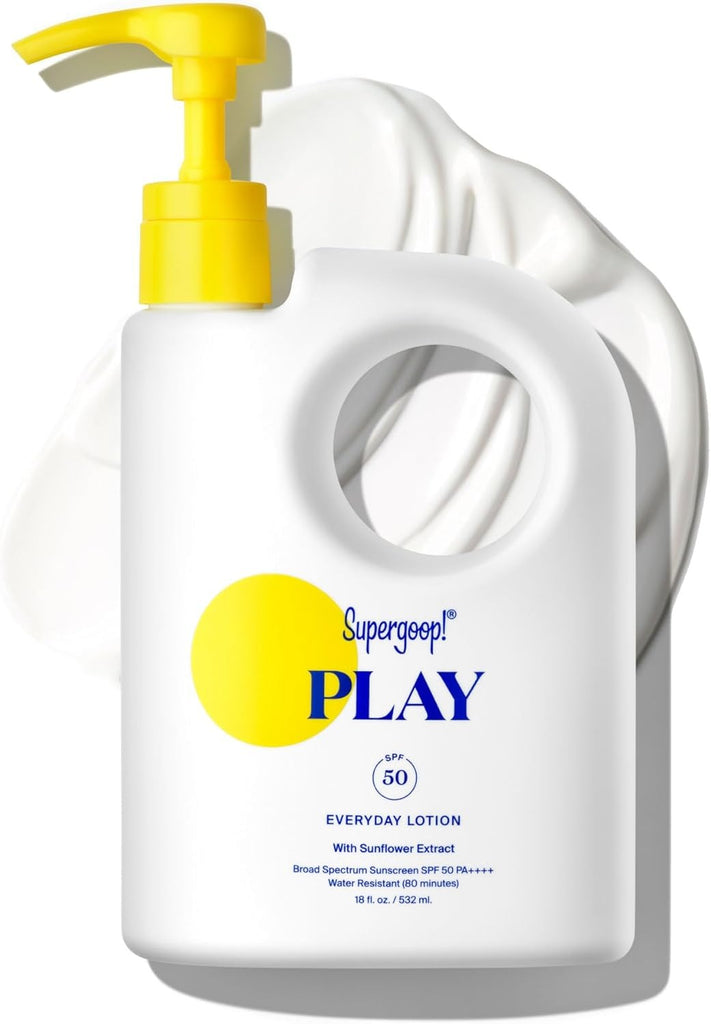 Supergoop! PLAY Everyday Lotion - Protector solar de amplio espectro para cuerpo y cara, ideal para días activos, absorción rápida, resistente al agua y al sudor