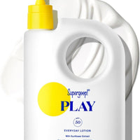 Supergoop! PLAY Everyday Lotion - Protector solar de amplio espectro para cuerpo y cara, ideal para días activos, absorción rápida, resistente al agua y al sudor