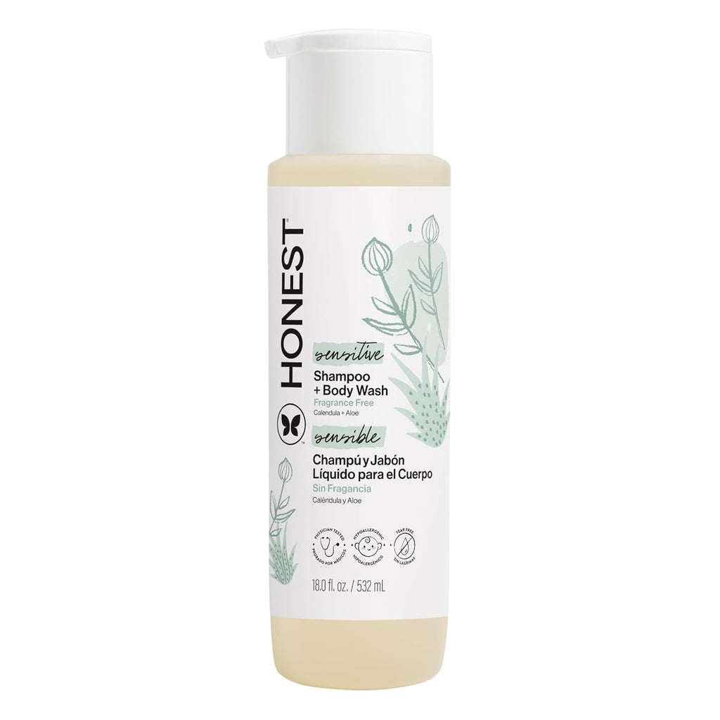 The Honest Company Shampoo & Body Wash, Tear-Free, Fragrance-Free, 18 fl oz