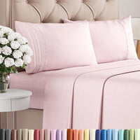 Queen Size 4 Piece Sheet Set - Breathable & Cooling Sheets - Lavender Pink