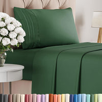 Twin Size 3 Piece Sheet Set - Breathable & Cooling Sheets - Emerald Green