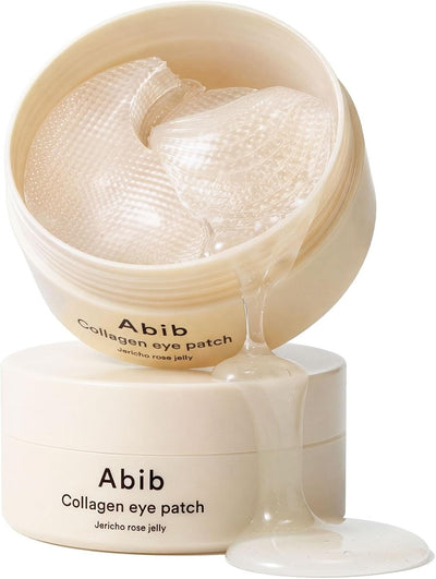 Abib Parches de colágeno para debajo de los ojos de rosa de Jericó en gel 60 parches, parches coreanos para debajo de los ojos para ojos hinchados y ojeras, antiarrugas, colágeno, cafeína, niacinamida