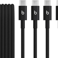 Beats USB-C to USB-C Woven Cable 2 Pack Fast Charging Durable/Tangle-Free Compatible Charger for Apple & Android Devices (1.5 m, 5 ft) - Bolt Black