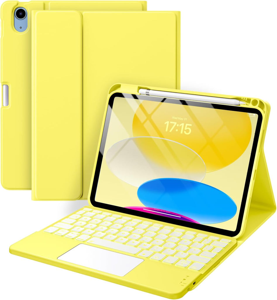 Funda con Teclado Harvopu para iPad 11" (A16) / iPad 10.ª Gen - Amarillo