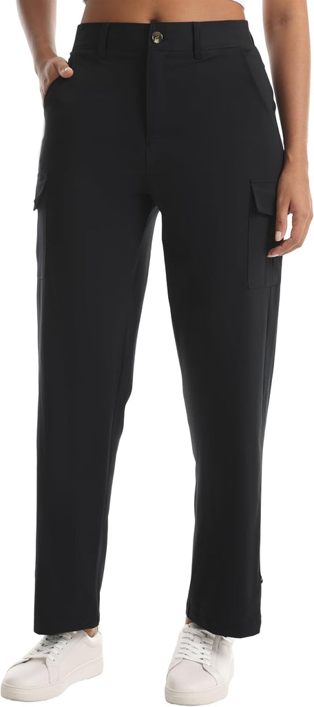 Women's Lightweight Cargo Capri Hiking Pants(Dark Black,M)