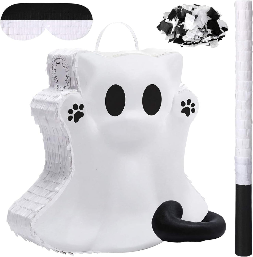 Seenelling Halloween Ghost Cat Piñata Cute Cartoon Ghost Cat Themed Piñata for Fiesta Party Supplies Halloween Festivals