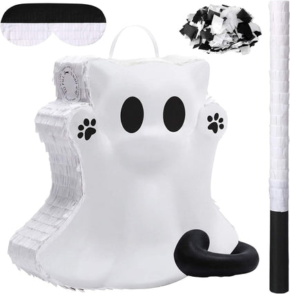 Seenelling Halloween Ghost Cat Piñata Cute Cartoon Ghost Cat Themed Piñata for Fiesta Party Supplies Halloween Festivals Holiday Photo Props Birthday Centerpiece Decor