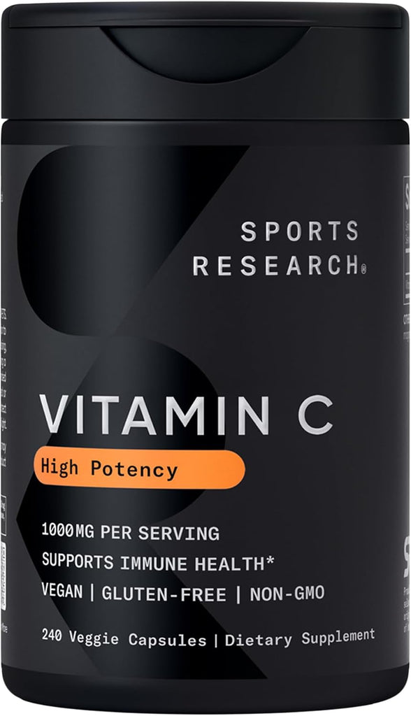 Sports Research® High Potency Vitamin C 1000mg, 240 Count Veggie Capsules