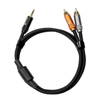 Fosi Audio 3.5mm to RCA Cable 3.9Ft, Dual-Core with Dual Shielding, Gold-Plated Connectors, Durable PVC & Nylon Braided,