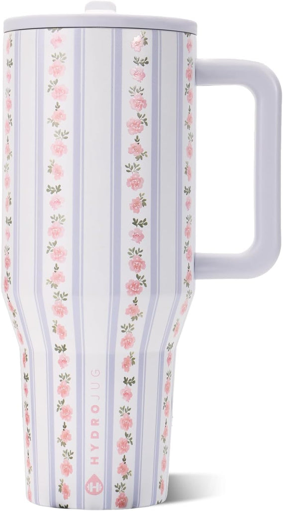 HydroJug Traveler 40oz, Insulated Tumbler with Handle & Straw, Primrose