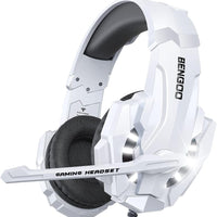 BENGOO Pro Gaming Headset for PS4 PS5 PC Xbox One Controller, Noise Cancelling Over Ear Headphones with Mic, LED Light,