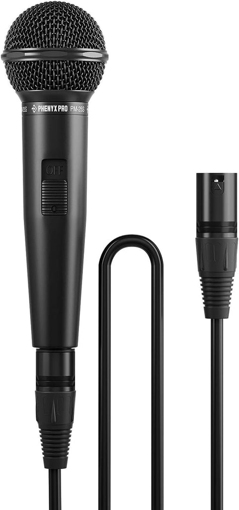 Phenyx Pro Cardioid Dynamic Wired XLR Microphone with On/Off Switch PM-25S