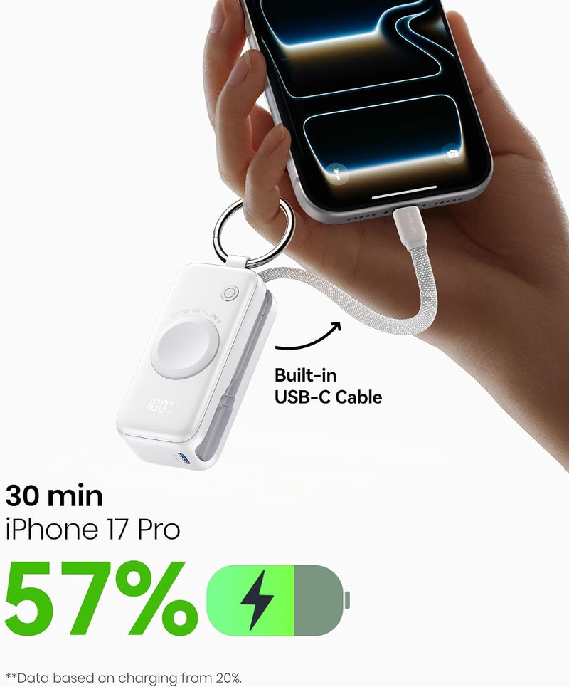 INIU SnapGo Portable Charger, 5000mAh Mini Power Bank for Apple Watch