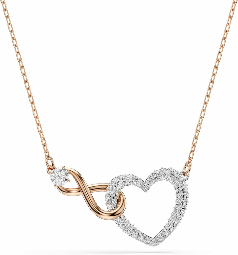Ofertaza, Swarovski Infinity Heart Jewelry Collection, Rose Gold & Rhodium Tone Finish, Clear Crystals