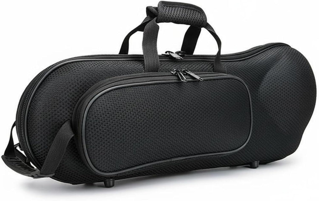 Yiju Brass Case Instrument Carrier Hard Shell Trumpet Case Shoulder Strap Zippered Closure Poly-cotton Outer Pocket Suit