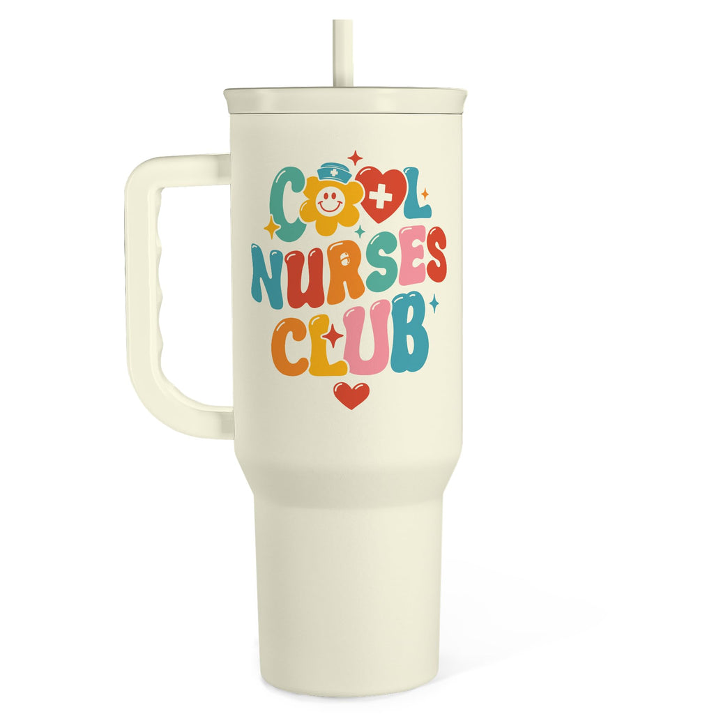 SANDJEST Nurse Tumbler 40oz, Cool Club Coffee Travel Mug With Straw - Perfect Nurse Gift for Any Occasion