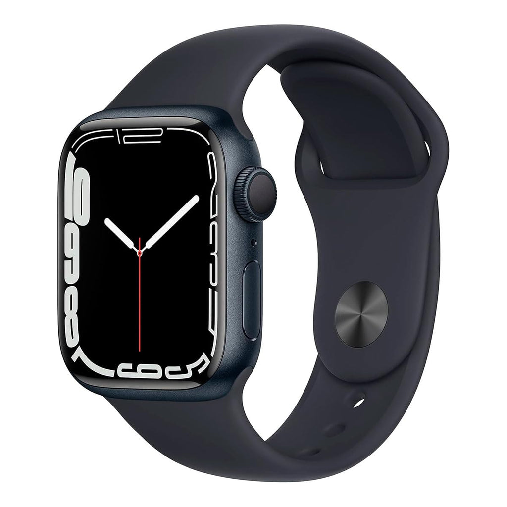 Apple Watch Series 7 (GPS, 41mm) Midnight Aluminum Case with Midnight Sport Band, Regular (Renewed)