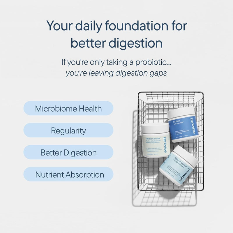 Zenwise Health Enzimas digestivas para la salud intestinal y el alivio de la hinchazón, suplemento de digestión de múltiples enzimas con probióticos, bromelina y papaya para apoyo a la salud digestiva