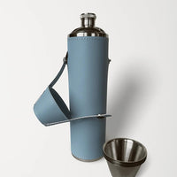 Birdie Bottle 12oz Flask with 4 Shot Glasses in Cap – Stainless Steel with Waterproof Leather Case, Leakproof, Reusable