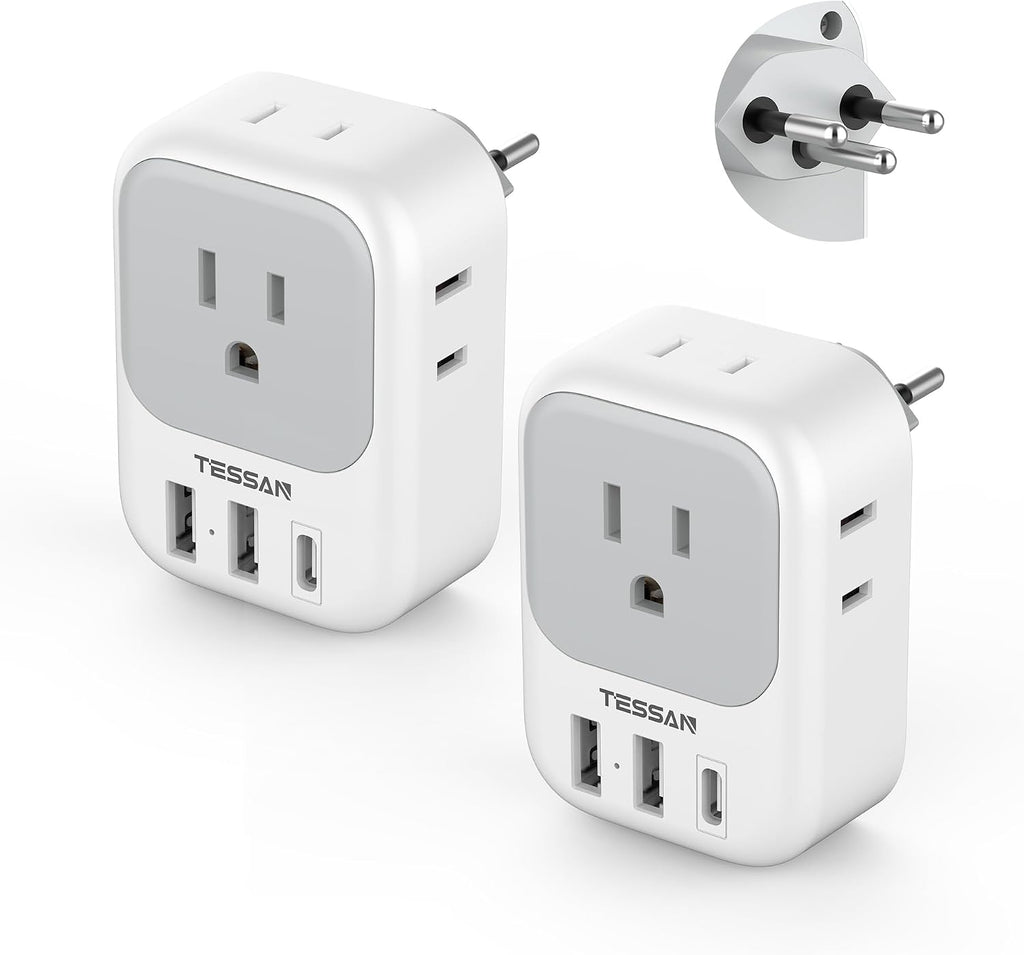 TESSAN Switzerland Travel Plug Adapter, Type J Plug, 2 Pack