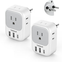 TESSAN Switzerland Travel Plug Adapter, Type J Plug, 2 Pack