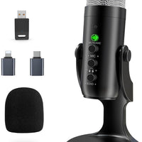 ZealSound Wireless Microphone for PC iPhone iPad & Android, Cordless USB Mic with Noise Cancellation, Mute, Gain, Echo &