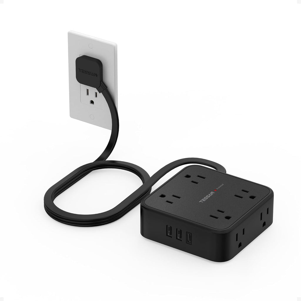 TESSAN Surge Protector Power Strip with 900J Surge Protection, 5 Ft, Black