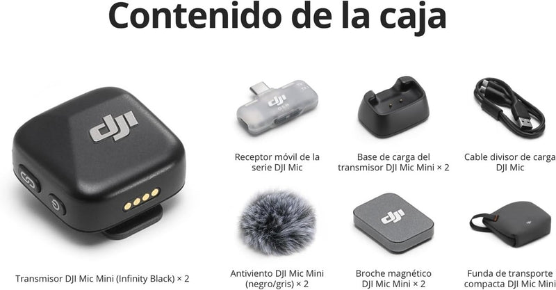 DJI Mic Mini (2 TX + 1 Mobile RX), Ultralight, Active Noise Cancelling
