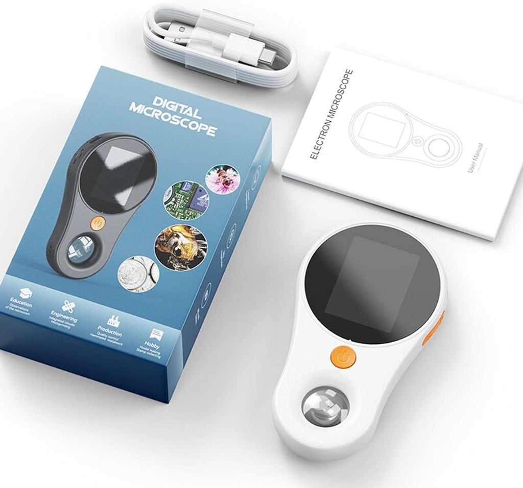 Culnflun Digital Microscope, USB Portable Handheld 2.0 Inch IPS Screen Microscope, 8 LED Lights, 500X Magnification Comp
