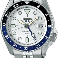 SEIKO SSK033 Automatic Watch for Men - 5 Sports Collection - Men's Sport Watch, Stainless Steel, Silver Dial, GMT Hand - Water-Resistant 100M