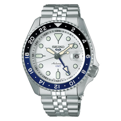 Reloj SEIKO SSK033 Automático 5 Sports GMT para Hombre - Acero Inoxidable, Esfera Plateada