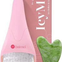BAIMEI IcyMe - Rodillo de hielo para cara y juego de herramientas faciales Gua Sha, rodillo facial de hielo que reduce la hinchazón, alivia las migrañas, herramientas para el cuidado de la piel