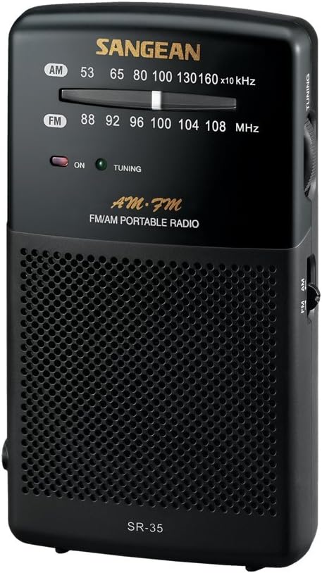 Sangean SR-35 AM/FM Analog Pocket Radio with Built-in Speaker, Black