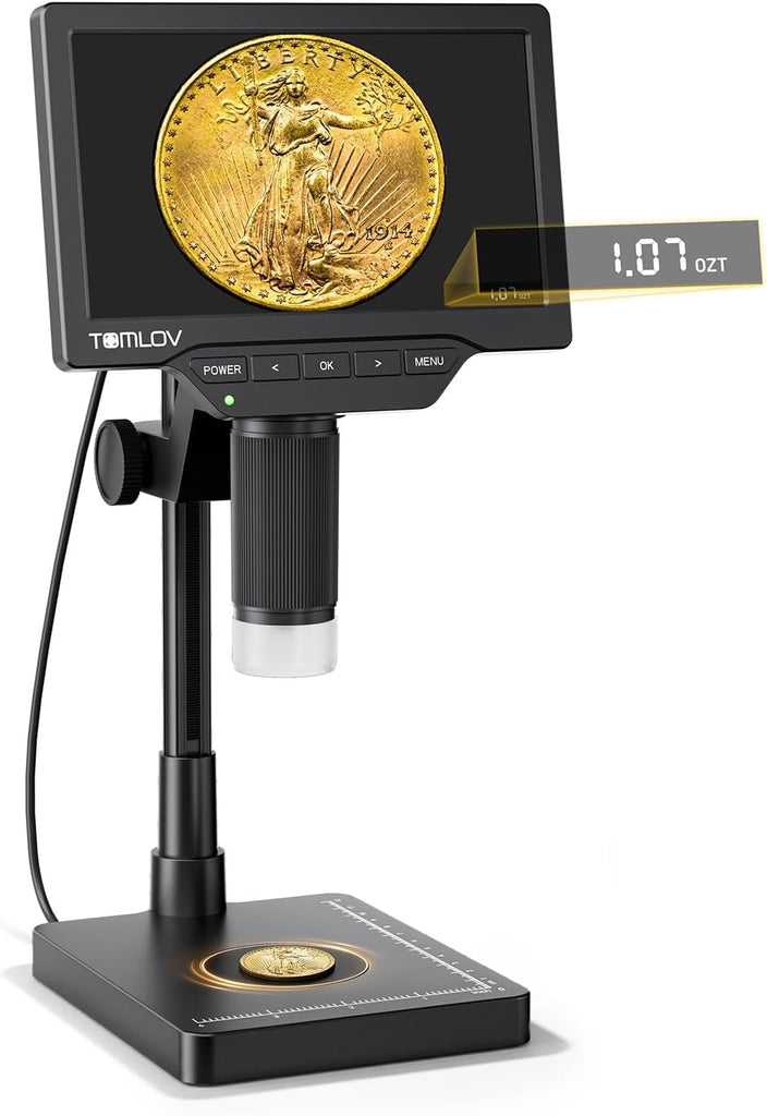 TOMLOV Coin Microscope with Weighing Scale, 7" Digital Magnifier DM4W Max